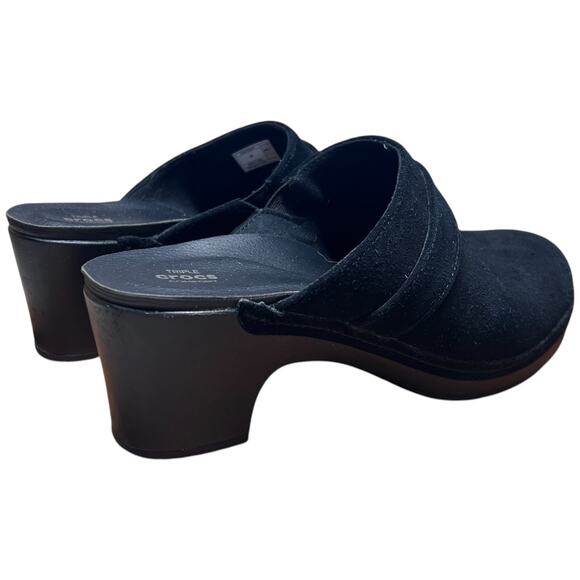 CROCS Sarah Women's 8 Black Suede Clog Slip On Mule Triple Comfort Lightweight - Picture 6 of 16